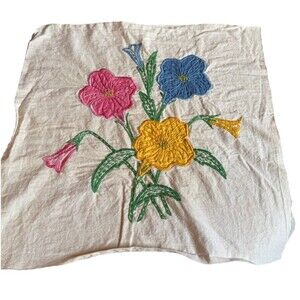 VINTAGE  Floral Pillow Panel EMBROIDERY Floral Amazing Beautiful